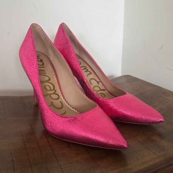 Sam Edelman Shoes - Sam Edelman Pink Metallic Leather Pointed Toe Stiletto Heels Women's 10M